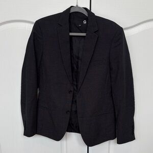 GUESS Men's Black Textured Two-Button Sport Coat Blazer
